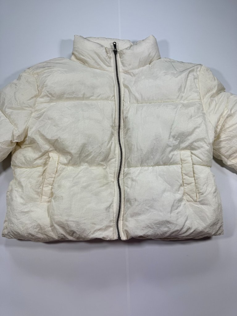 Vintage Charm Jacket Women's M White Nylon Puffer Lined Cropped Full-Zipper — image 2 of 8
